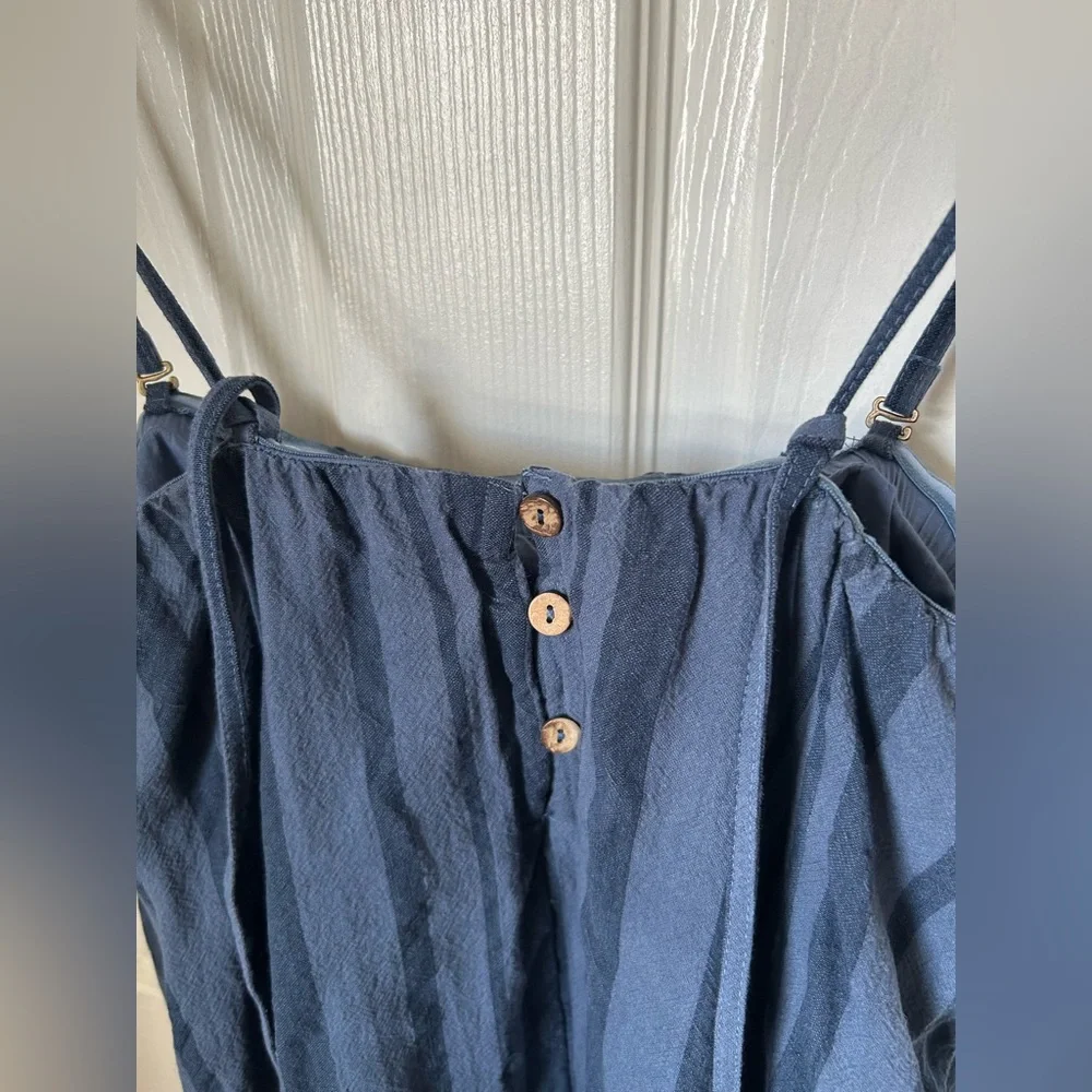 NWT Free People All for Sun Blue Striped Cotton Maxi Dress Small - Picture 9 of 13